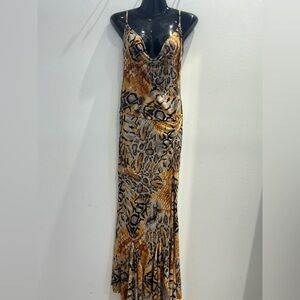 Elegant Snake Print Maxi Dress